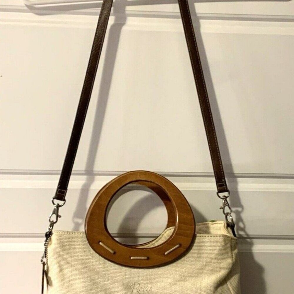 Relic Canvas Patchwork Satchel Handbag Purse Wood… - image 7